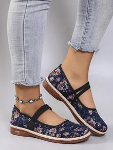 STEPREACH 女士休闲印花平底鞋，春季新品 - 藍色 - 查看 4