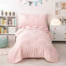 Juego de cama de 4 piezas para niñas y niños juego de edredón para cuna con bordado de margaritas incluye edredón sábana encimera sábana bajera funda de almohada juego de cama de-B027 - Rosa - Ver 9