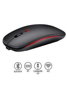Bluetooth Wireless Mouse Rechargeable LED Silent Slim Portable Mouse (Bluetooth 5.2 & 2.4GHz USB Receiver) Dual Mode Computer Mouse For Laptop/IPad Tablet/Apple Computer/ - Black - View 15