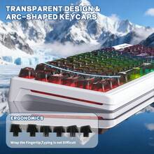 ATTACK SHARK * FREEWOLF M95 透明薄膜机械键盘，带 RGB 背光，94 个静音按键，26 键无冲突，适合 PC 游戏玩家，2026 年节日和新年礼物 - 黑/白 - 彩色 - 查看 6