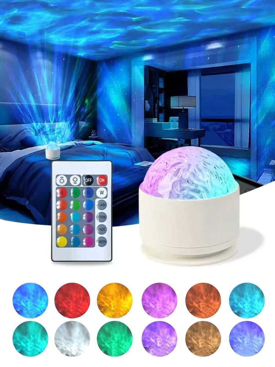 16种灯光模式，极光和海浪投影灯，带遥控器，现代卧室和家居氛围夜灯，适用于家庭、办公室、酒吧、餐厅、派对装饰 - 均碼 - 查看 1