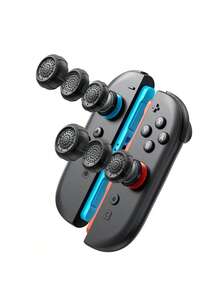 三合一硅胶摇杆帽，防滑保护套，兼容 Switch NS2/OLED/Lite、Joy-Con、Pro 控制器、5/4、Series X/S，3D 纹理握把，防汗，提升射击精度，延长摇杆寿命，游戏配件（黑色/红蓝） - 彩色 - 查看 4