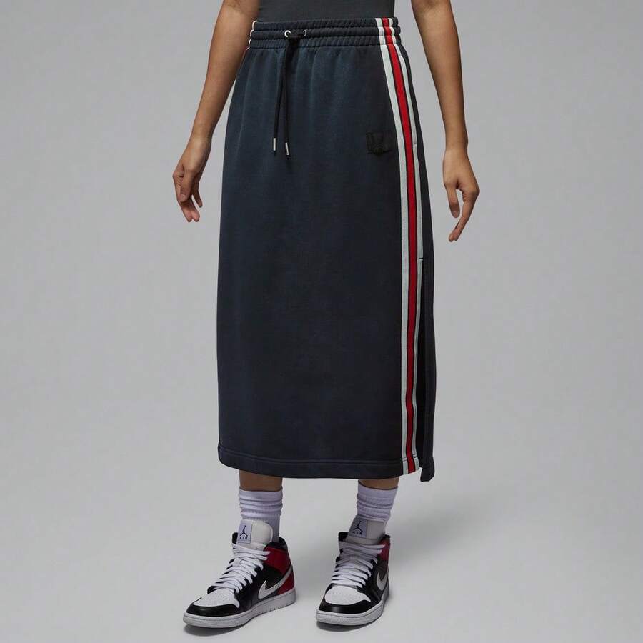 Jordan Women's AS W J FLT FLC FT SKIRT With Drawstring Waist Knit Maxi Skirt IF1033-010 - Red and Black - View 1