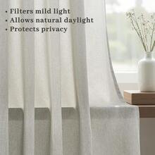 Linen Gray Pinch Pleated Sheer Curtains 96 Inch Long, Boho Beige Gothic Viral Drapes Pinch Pleated Curtains With Hooks For Living Room,Neutral Back Tab Bedroom Curtains 40\ X 96\ 8 FT 2 Panels - 灰米色 - 查看 5