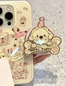 1pc Cartoon Push-Pull Cute Animal Swinging Music Extendable Magnetic Phone Holder, Cartoon Cat & Dog Phone Stand, Suitable For All Phones, Great Gift For Girlfriend, Sister, Friend, Mother's Day Celebration Birthday Gift - Cartoon Animals - View 3