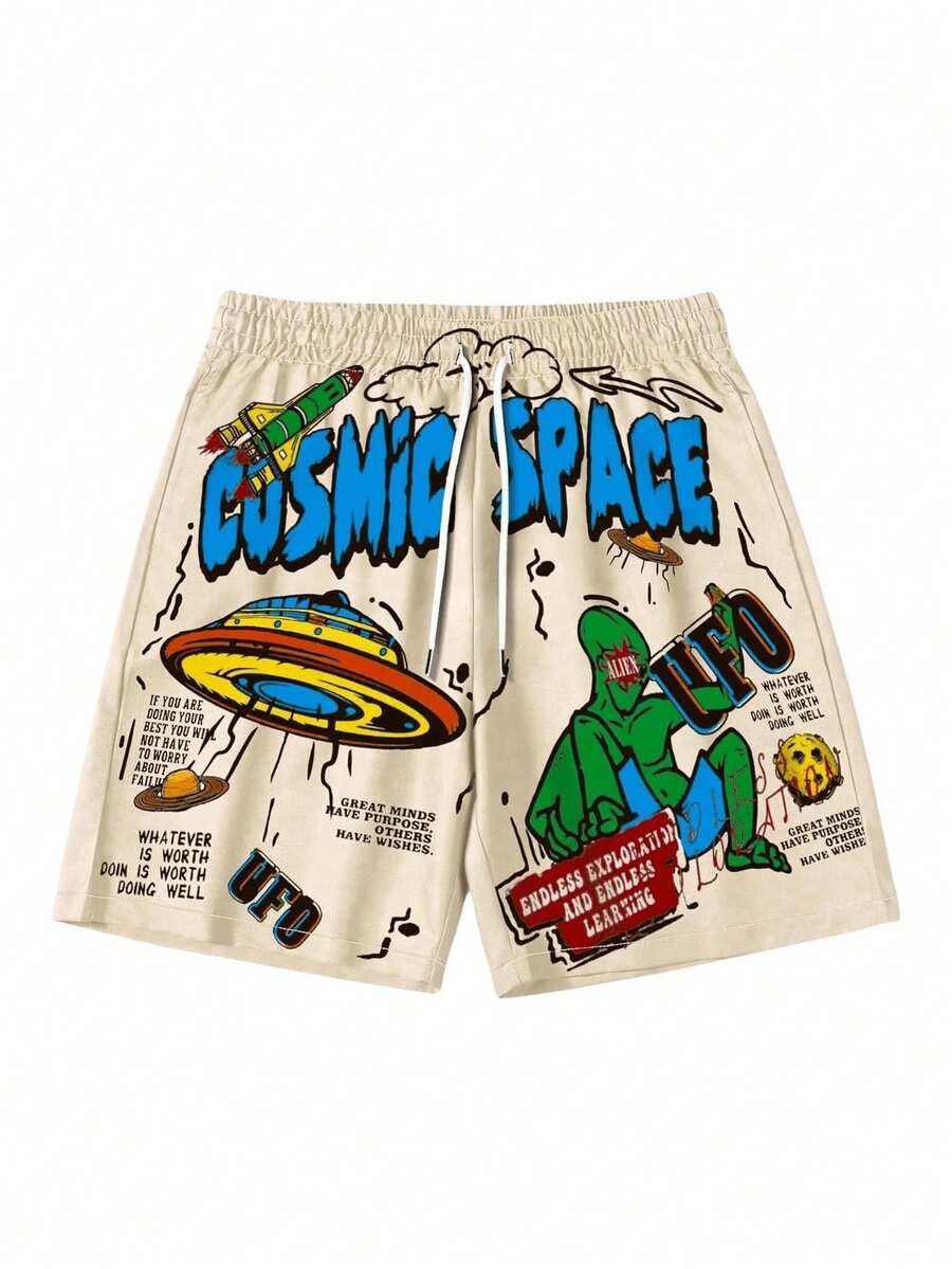 Men's Statement Print Shorts Fashion Designer Patterned Casual Daily Wear Shorts - Multicolor - View 1