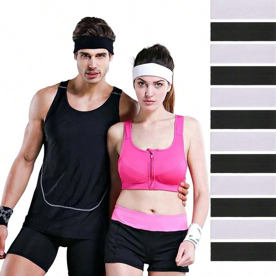 Diadema Sport Valerina Banda Deportivas Cabello Algodon 12pz - Blanco y Negro - Ver 1