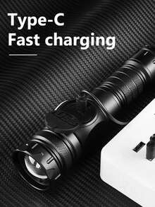 2/1pc 20W LED + COB Rechargeable Flashlight, Super Bright Tactical Handheld Lamp, With Magnetic Base, Variable Focal Length, Digital Battery Level Display, Waterproof, Suitable For Camping, Car Maintenance, Emergencies And Outdoor Activities - black - View 7