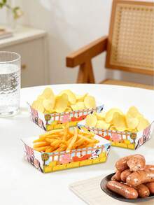 10pcs/30pcs/50pcs Farm Themed Paper Food Trays, Farm Animal Birthday Party Decor, Cowboy Farm Snack Bowls, Farm Corn Chip Boat Containers, Suitable For Farm Themed Birthday Party Supplies - Multicolor - View 6