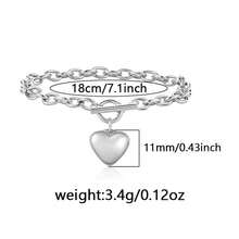1件优雅简约甜美个性化时尚亮面心形吊坠925银低过敏性女士手链，适合日常、派对、节日、约会、礼物 - 銀色 - 查看 4