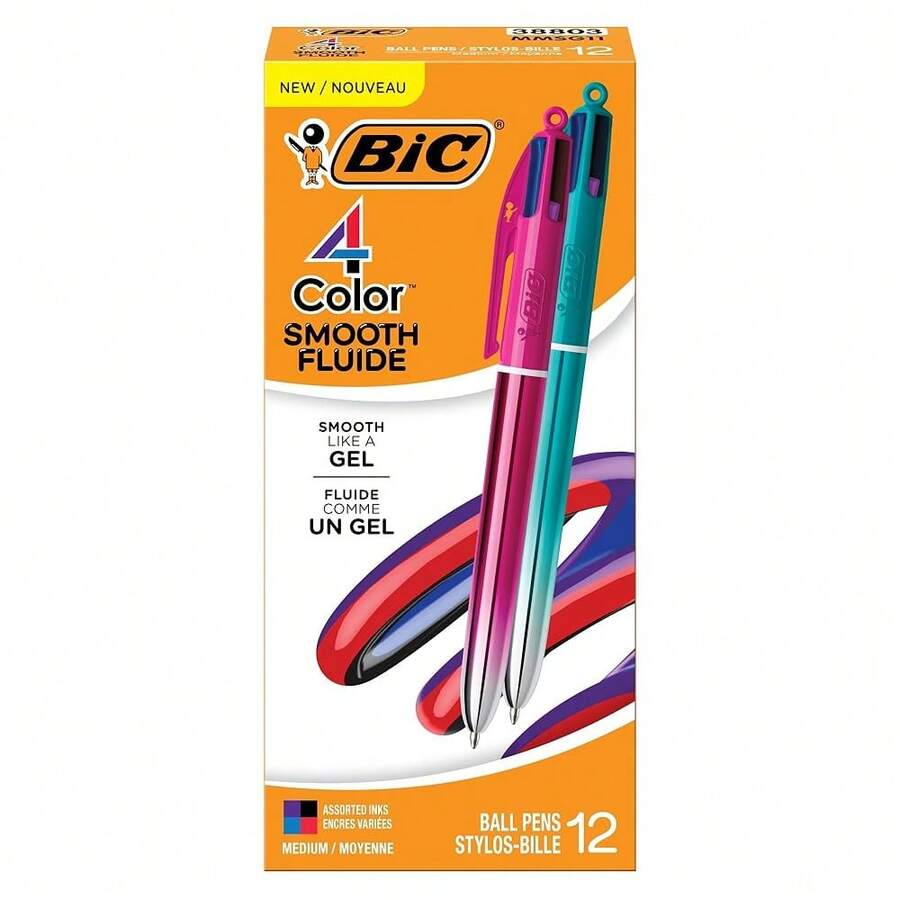 4-Color Smooth Gradient Retractable Ballpoint Pen With 1.0 Mm Point, 12-Count In Assorted Ink Colors - 漸層桶漸層桶 - 查看 1