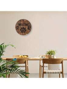 1pc Cute Dog Paw & Family Theme Round Metal Welcome Plaque, Indoor Wall Decor Suitable For Home, Bar, Garage, Cafe And Garden, Can Be Used As Wreath Decor, Durable Rustic Style Decoration, Ideal Gift For Holidays And Housewarming - Multicolor - View 4