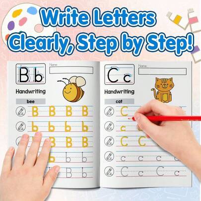 Alphabet Practice Workbook – Uppercase And Lowercase Tracing With Stroke Guides, Letter Sounds And Word Activities, Clear Writing Lines For Daily Practice, Builds Handwriting, Letter Recognition, Vocabulary And Early Reading Skills