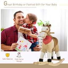 Children's Plush Riding Rocking Horse Toy Denim Rocking Chair, Suitable For Children Aged 3-6, Beige - Beige - View 5