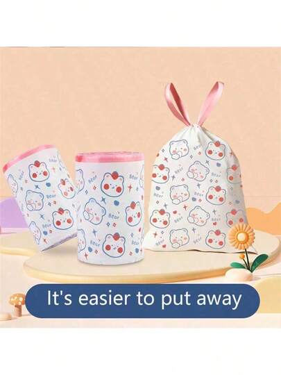 15/45/75/150pcs Drawstring Garbage Bags, For Small Kitchen, Bathroom, Bedroom, Extra Strong, Odorless Trash Bags, Disposable Trash Bags, Can Liners, Cleaning Supplies, Business Use, For Kitchen, Living Room, Bathroom, Office And Hotel. Christmas