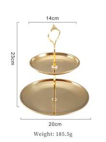 1个小型双层不锈钢纸杯蛋糕架，甜点盘蛋糕水果糖果展示架，可重复使用糕点托盘，适用于圣诞节、婚礼、生日、婴儿派对、下午茶装饰 - 金色不锈钢甜点盘，不锈钢蛋糕架，圣诞节 - 金色 - 查看 10