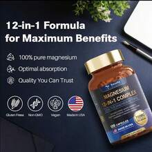 Selling Fast! Magnesium 12-In-1 Complex 700mg, 12 Active Forms For Muscle & Relaxation. Women's Health. - 1 bottle - 查看 9