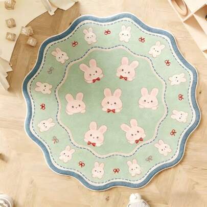 1 stuk asymmetrisch groen konijn decoratief vloerkleed, geschikt voor het decoreren van tapijten, slaapkamers, kleine vloerkleden, tapijten, huisdecoratie, woonkamerkleden, slaapkamerkleden, woonkamerdecoratie, buitenkleden, wasbare vloerkleden, pluche vloerkleden, harige vloerkleden, herfst/winterkleden, dik/pluche