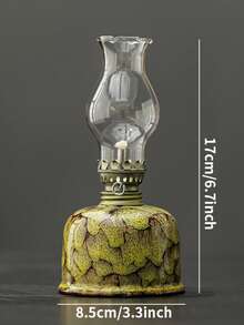 1pc Ceramic Kiln-Fired Glaze Oil Lamp With Lampshade, Adjustable Wick Camping Fuel Lamp, Indoor Ceramic Oil Lamp Candle Holder, Kerosene Lamp With Wick, Oil Lamp/Hurricane Lamp With Fire Control Knob - 1PC - View 13