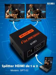 Splitter Divisor De Señal 1 Pantalla A 2 Pantalla Hd 4k - Negro - Ver 2