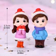 1 pièce Figurine de couple en plastique mignonne, convient pour la décoration du tableau de bord de voiture, du bureau, de l'écran d'ordinateur, accessoire de porte-clés - Couples portant un chapeau - Voir 7