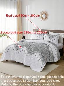 2pcs/3pcs Geometric Pattern Bedspread Set (1 Bedspread + 2 Pillowcases, Without Inner Core), Soft & Skin-Friendly Polyester Fabric, Suitable For Double/Queen/King Size Beds, Retro Style Bedding - Multicolor - View 7