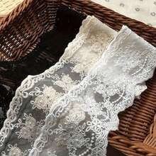 Vintage Crown Lace Satin Ribbon Applique, Elegant Embroidered Lace Trim For Easter Decor, Spring Sewing Crafts, Bridal Wedding Dresses, Curtain Tablecloth Home Decoration DIY - 網狀蕾絲 - 查看 1