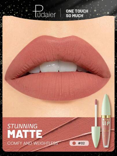 Pudaier Matte Lip Glaze - Creamy Texture, Smooth And Long-Lasting, Nude Matte, Creates Perfect Lips, Conceal Lip Lines, Plump Lips, Soft Matte Cream Color All Over The Stunning Sleeping Light Effect, Rich Color, Soft Mist Color, Long-Lasting Makeup, Play With Lip Makeup