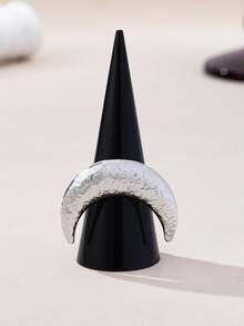 1pc Fashionable Crescent Moon Metal Design Ring, Cute Curved Moon, Versatile For Daily Wear, Festivals, Star & Moon Jewelry Series, Personalized, European & American Style, Hip-Hop Street Vibe Accessory, Simple Yet Elegant Gift - Yellow Gold - View 6