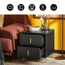 SoBuy FBT115-W Bedside Table With 2 Drawers For Box Spring Bed, Sofa Table, Side Table, Telephone Table, Nightstand, White W X H X D Approx.: 40 X 47 X 40 Cm - Black - View 5