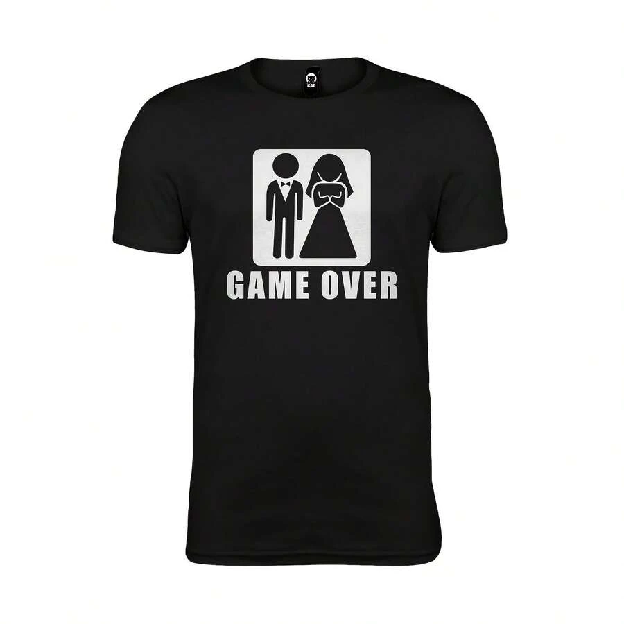 Playera Caballero Game Over para Boda, Despedida Soltero - Negro 2 - Ver 1