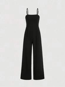 Mono de mujer, diseño de cintura alta, cuello en U y espalda en U, adecuado para uso diario casual, gimnasio, yoga, correr, primavera/verano - Negro - Ver 11