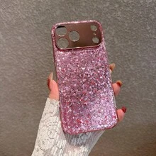 Electroplated Luxury Sequin Pink Phone Case Compatible With IPhone 17 Pro Max/17 Pro/17 Air/17/16 Pro Max/16 Pro/16/16 Plus/15/15 Pro Max/15 Pro/15 Plus/11/12/13/14 Pro Max/11 Pro/11 Pro Max/12 Pro/12 Pro Max/13 Pro/13 Pro Max/14 Pro/14 Pro Max, Full-Body Shockproof Minimalist Creative Hard Shell For Women - Rose Gold - View 6