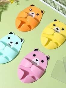 4pcs Bear Design Adhesive Power Socket Hooks, No Drilling Required, Kitchen Cable Organizer Holder - Multicolor - View 5