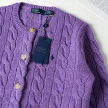 Polo Ralph Lauren Classic Embroidered Wool Cardigan | Cable-Knit Cashmere Blend Crewneck Button-Front Sweater, Women's Timeless Knitwear - 紫丁香色 - 查看 2