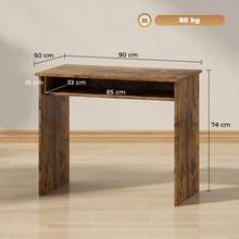 Compact Computer Desk 90cm Wide, Modern Writing Table With Under-Desk Storage Shelf, Small Home Office Workstation - Rustic Brown1 - View 4