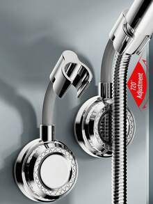 1个可调节淋浴喷头支架 - 真空吸盘式淋浴支架，无需钻孔的通用淋浴喷头安装支架，适用于浴室 - 均碼 - 查看 4