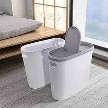 Cubo de basura para baño (1 unidad), de plástico pequeño y duradero con asa incorporada, fácil de limpiar, antioxidante, diseño compacto, ideal para espacios pequeños como baños, lavanderías y oficinas en casa. - bote de basura del baño - Ver 7
