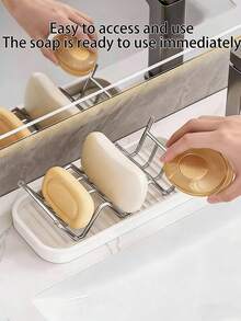 Modern Wave Design Soap Rack – Stainless Steel Bar Soap Holder With Removable Drain Tray, Keeps Soap Dry And Clean, Ideal For Bathroom And Kitchen Sinks - A - View 5