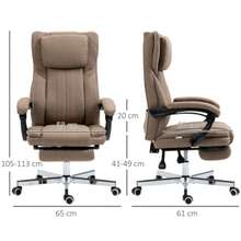 Ergonomic Office Chair With 5 Massage Modes, Adjustable Backrest, Headrest And Footrest, Swivel And Height Adjustable With Remote Control, Linen Look, Brown - Khaki - View 3