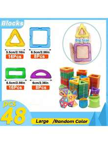 Set de bloques de construcción magnéticos - Juguete de ensamblaje DIY creativo, mejora la coordinación mano-ojo, promueve el desarrollo cerebral, imanes de ABS de colores, adecuado como regalo de vacaciones/cumpleaños - Color aleatorio - Multicolor - Ver 18