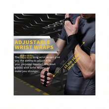 Breathable Unisex Fingerless Fitness Gloves, Suitable For Weightlifting And Fitness Training, With Adjustable Wrist Strap, Breathable Polyester Mesh Fabric - Black - View 2