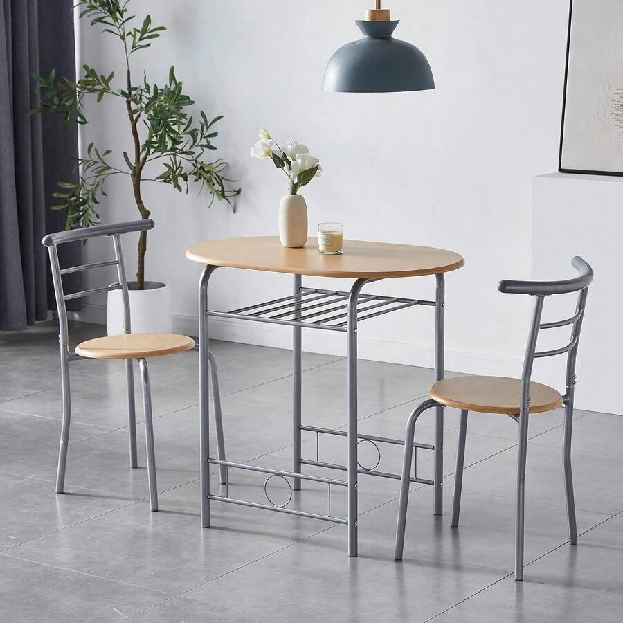 Mcc Direct Dining Table And Chairs Set Metal Wood Effect Kitchen Table Dining Chairs Barley - Natural Color - View 1