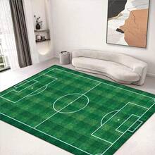 Soccer Field Green Pitch Ball Pattern Area Rug Washable Rug Vintage Traditional Floor Cover Foldable Thin Retro Accent Indoor Non Slip Carpet Print Mat Bedroom Living Room Bathroom Home Decor Large Carpets Dining Room Rug Kitchen Rugs For Entryway - B - View 3