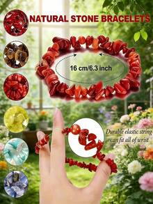 5/10/12/20/30/50/100颗波西米亚风天然石珠手链套装，男女皆宜 - 紫水晶、拉长石、绿松石和粉晶珠 - 完美礼物 - 彩色 - 查看 11