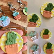 1/10Pcs Whimsical Cactus Polymer Clay Cutters – Pastel Pink Potted Designs, Boho Chic Craft Tools For DIY Statement Earrings, Keychains & Plant Mom Gifts - Pink - View 2