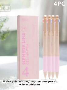 3-Color Retractable Ballpoint Pen Set, Black/Red/Blue 0.5mm Ink, Cute Gel Pens For Office, School, Business Writing, Smooth & Durable Multi-Function Stationery - Multicolor - View 15