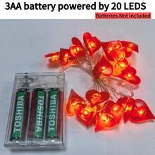 2m 20 piezas Luces de Cadena LED con Decoración de Corazón Rojo, Luces de Hadas, Alimentadas por Batería de 4.5V, Adecuadas para Boda, Vacaciones, Dormitorio, Fiesta, Ambiente, Cabecero, Habitación, Día de San Valentín, Iluminación Decorativa - Blanco Cálido - Ver 12