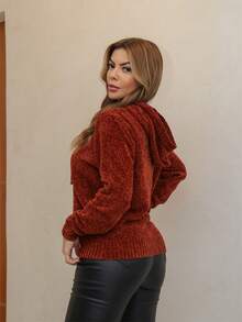 Women's Mousse Sweatshirt With Hood, Long Sleeves, Winter 3RD SD3024 - Telha - View 3