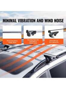 Universal Roof Rack Cross Bars 54 Aluminum Roof Rack Crossbars Fit Existing Raised Side Rail With Gap 200 Lbs Load Capacity Adjustable Crossbars With Locks For SUVs Sedans And - Silver - View 6